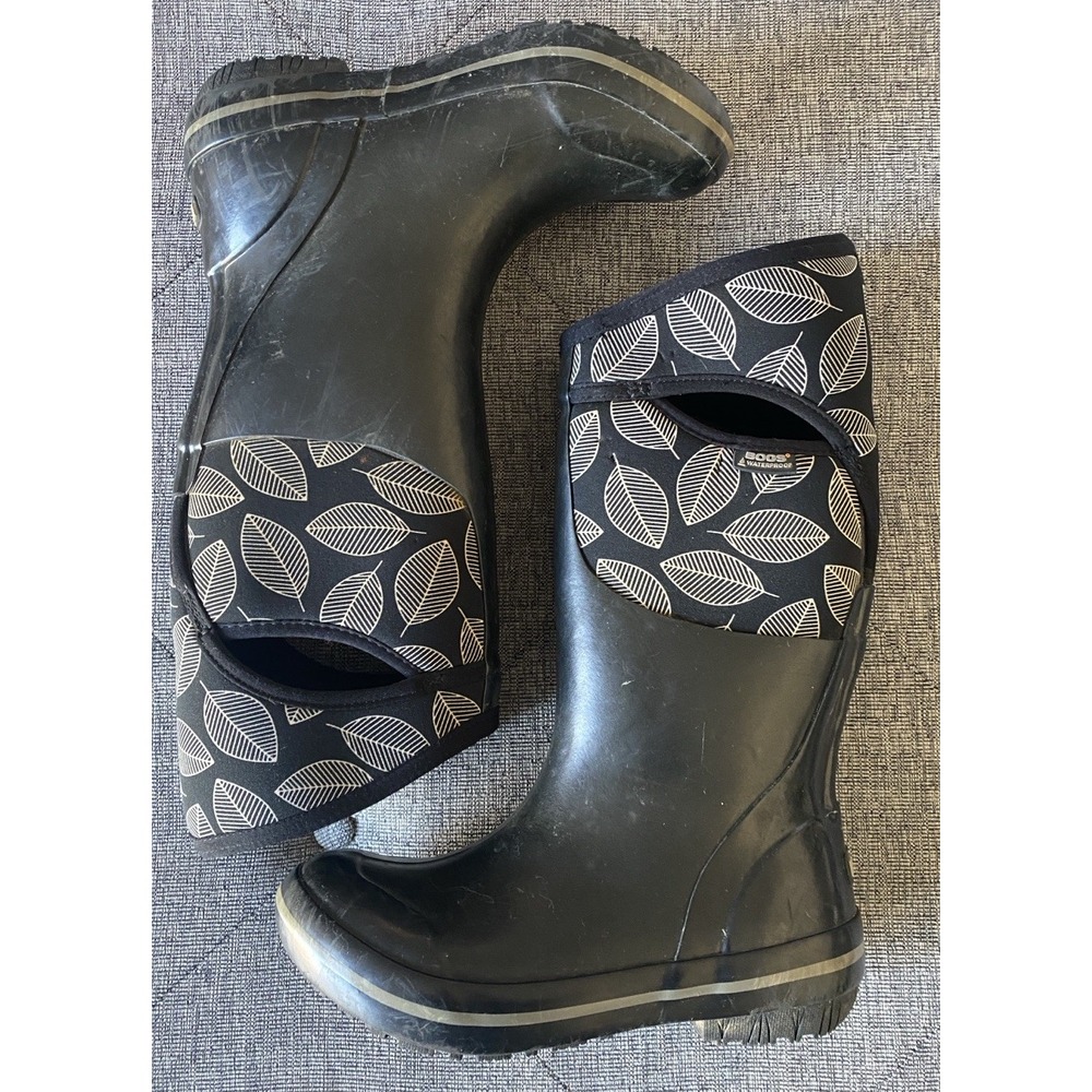 BOGS Plimsoll Leaf Blk Multi Winter Boot 72111 Women's Sz US 7‎ EU 38